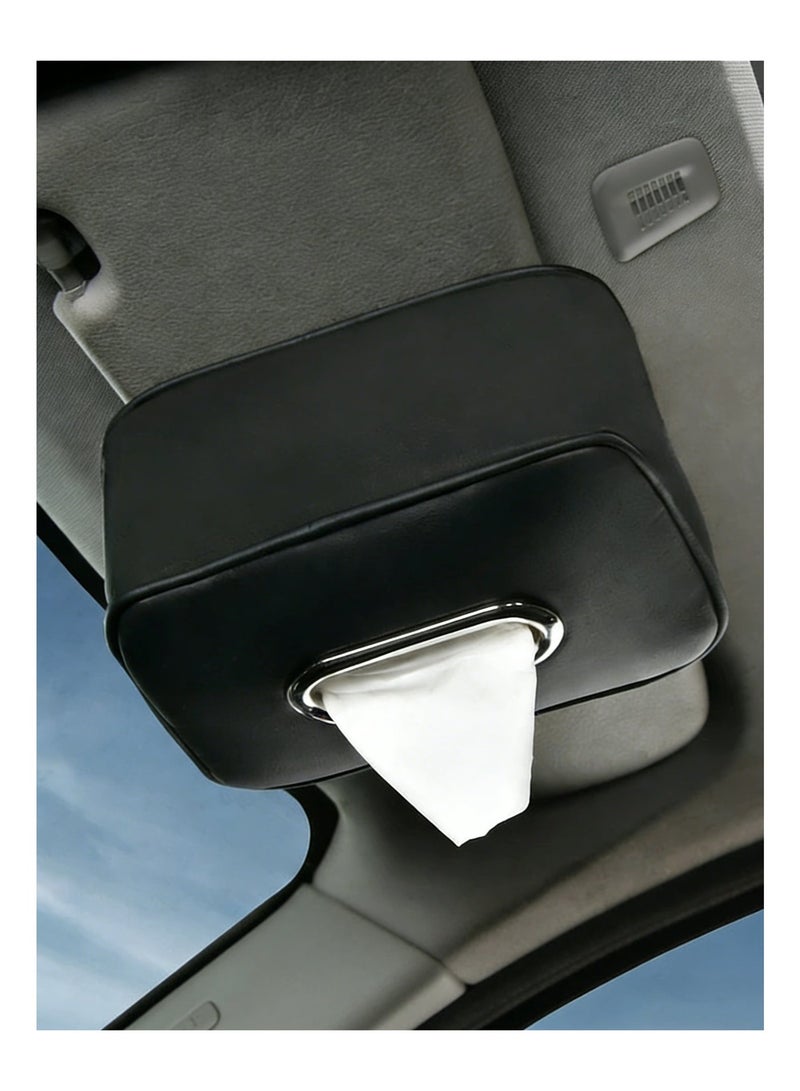 Joybos Car Tissue Holder Solid Color Tissues Box Cover Premium Leather Tissue Holder Auto Visor Tissue Case Holder Hanging Paper Storage Rectangle Napkin Holder Car Accessoriesr- For Cars/Trucks/Suvs (Ergonomic Design, Easy Installation) - Image 1